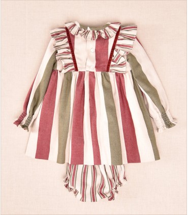 VESTIDO RAYAS BEBE DOS PIEZAS MARCA COCOTE