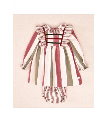 VESTIDO RAYAS BEBE DOS PIEZAS MARCA COCOTE