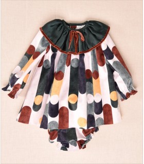 VESTIDO BEBE TERCIOPELO DOS PIEZAS MARCA JOSE VARON