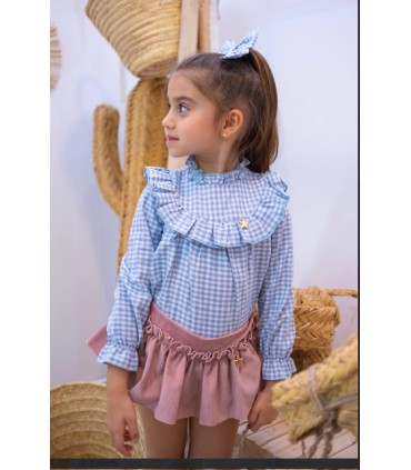 CAMISA NIÑA VICHY CUADRITOS MARCA MON PETIT BOMBON