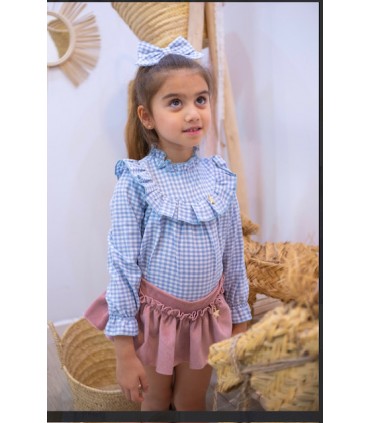 CAMISA NIÑA VICHY CUADRITOS MARCA MON PETIT BOMBON