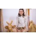 CONJUNTO NIÑA DOS PIEZAS CAMISA CALAVERAS Y SHORT CAMEL BOLSILLOS MARCA MON PETIT BONBON