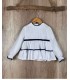 CONJUNTO NIÑA COMPUESTOS DOS PIEZAS CAMISA PISOS RAYAS BLANCAS Y SHORT PATA DE GALLOS MARCA MON PETIT BONBON