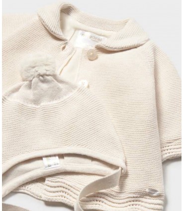 ABRIGO BEBE  Y GORRO  TRICOT MARCA MAYORAL