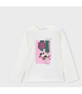 CAMISETA NIÑA MANGA LARGA SERIGRAFIA DELANTERA MARCA MAYORAL
