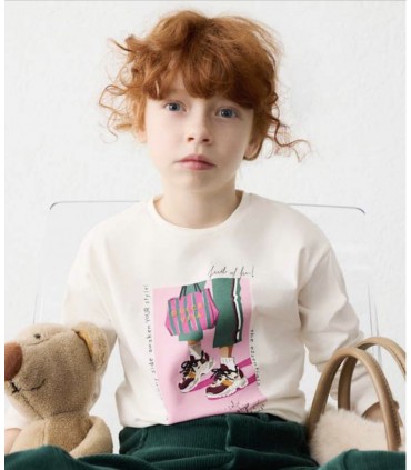 CAMISETA NIÑA MANGA LARGA SERIGRAFIA DELANTERA MARCA MAYORAL