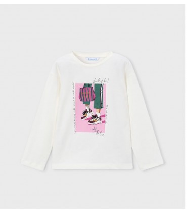 CAMISETA NIÑA MANGA LARGA SERIGRAFIA DELANTERA MARCA MAYORAL