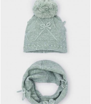CONJUNTO GORRO Y BUFANDA  CUELLO LAZOS NIÑA MARCA MAYORAL
